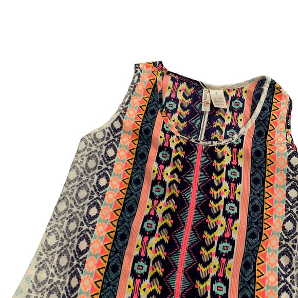 Japan Kids Girls size 8 Boho Striped Crochet trimed sleeveless blouse tank top - Picture 2 of 10